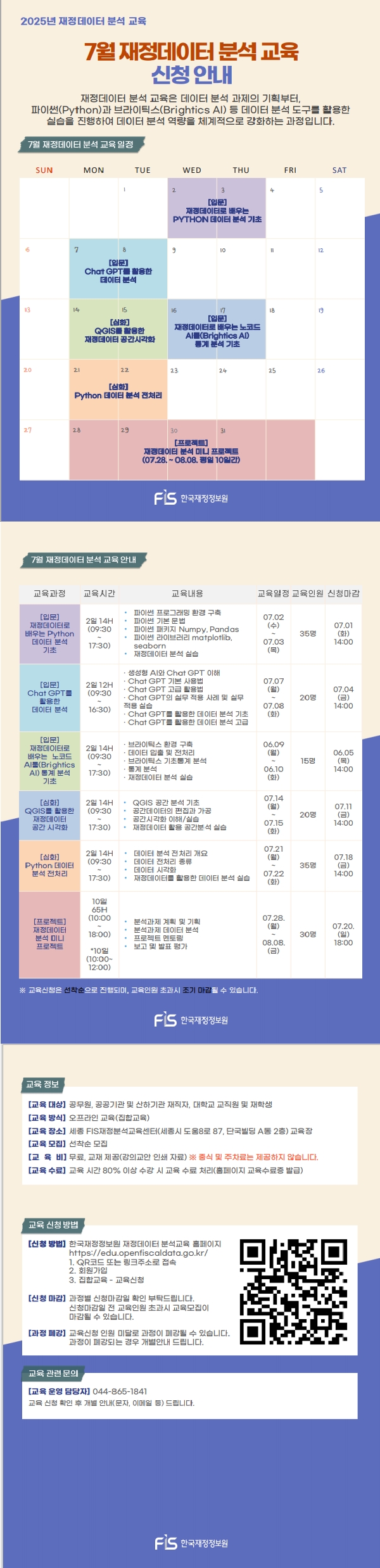 2025년 7월 재정데이터 분석·활용 교육일정 안내